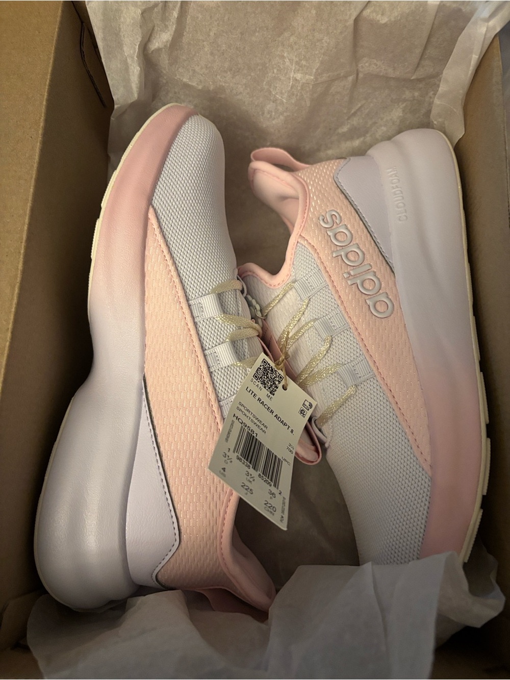 adidas Kids Lite Racer Adapt 8.0 K Sneakers - Pink and Gray